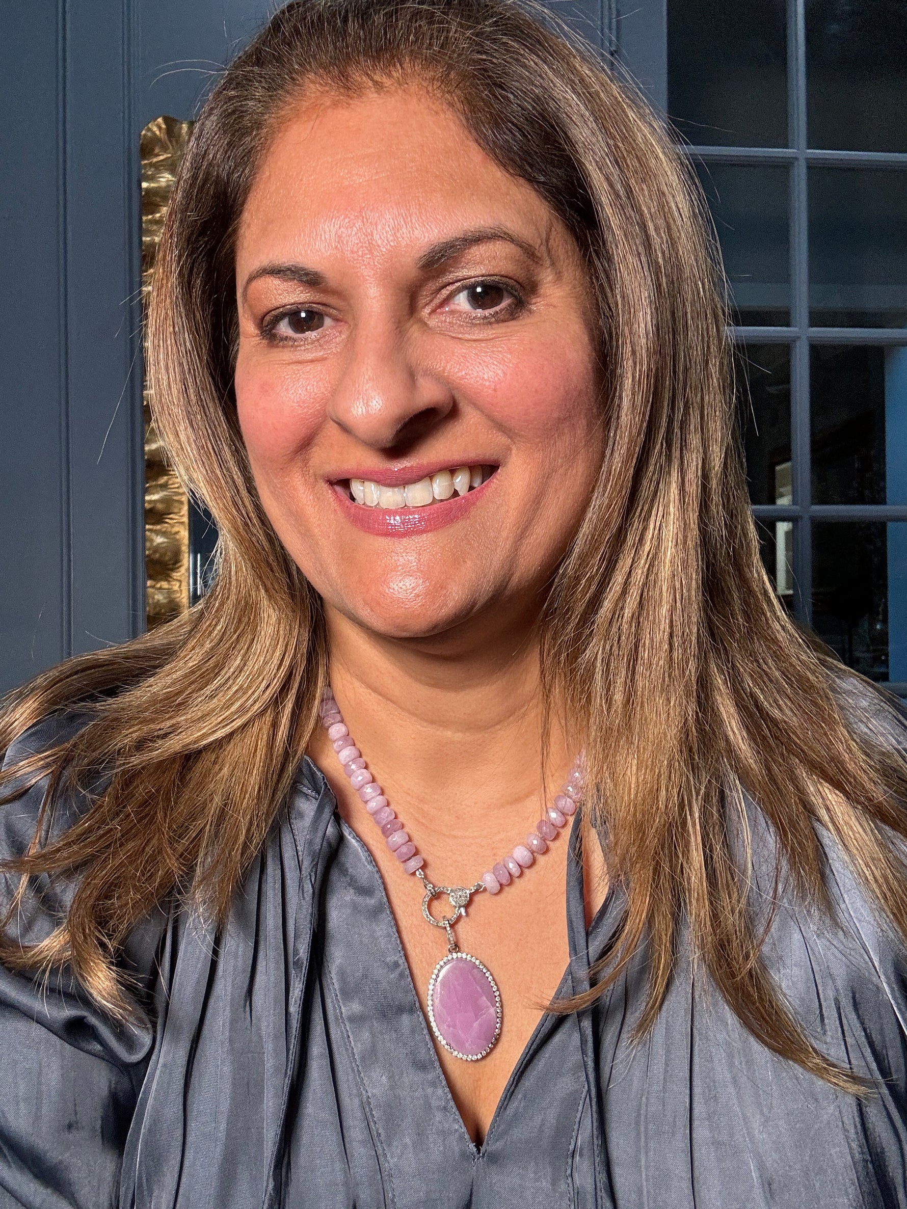 19" Lilac Purple Kunzite Necklace with Diamond Clasp & Kunzite Diamond Pendant | Ulka Rocks