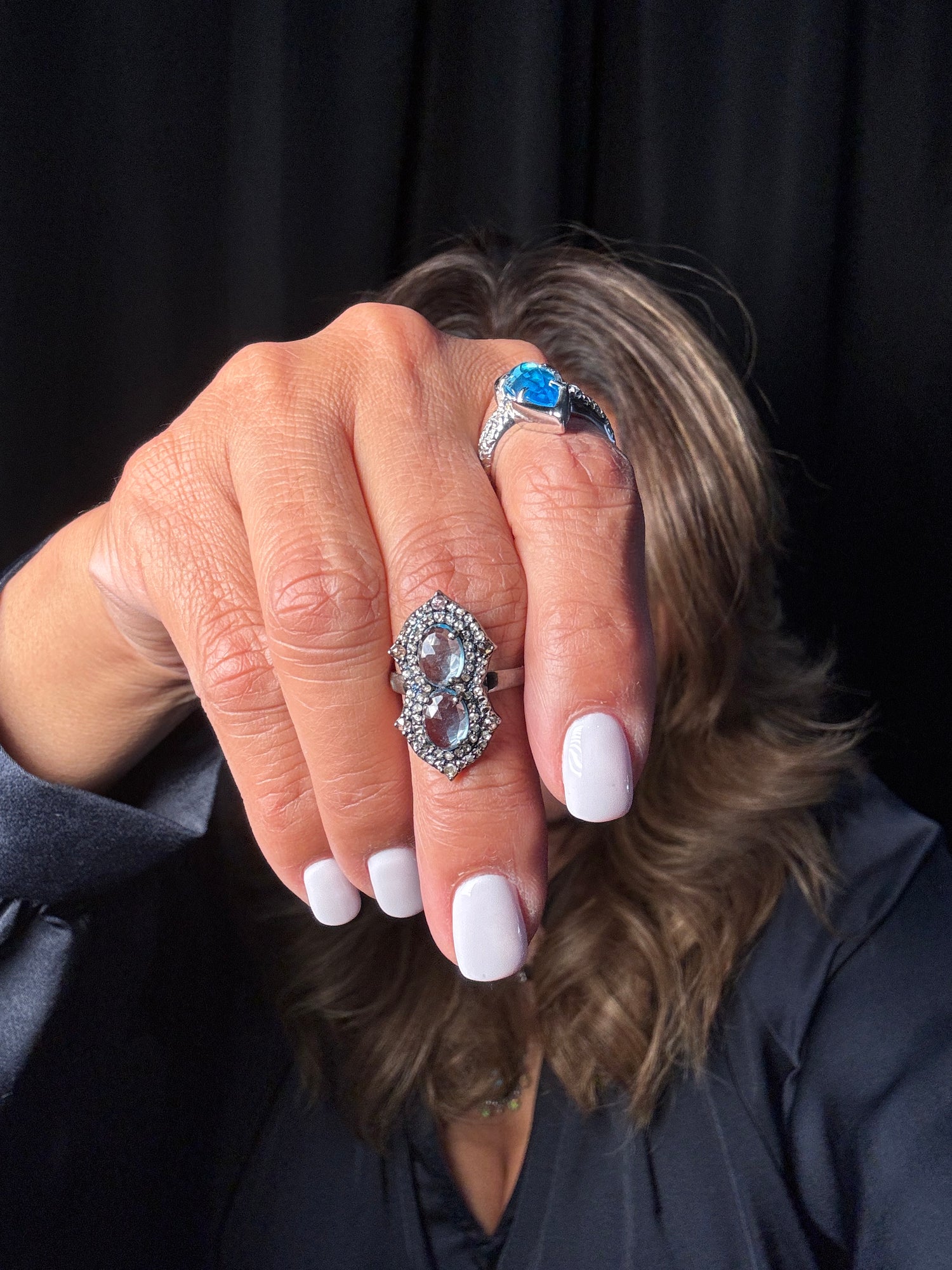 Aquamarine and Diamond ring in Sterling Silver by Ulka Rocks