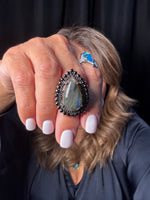 Black Labradorite and Black Spinel Ring | Ulka Rocks