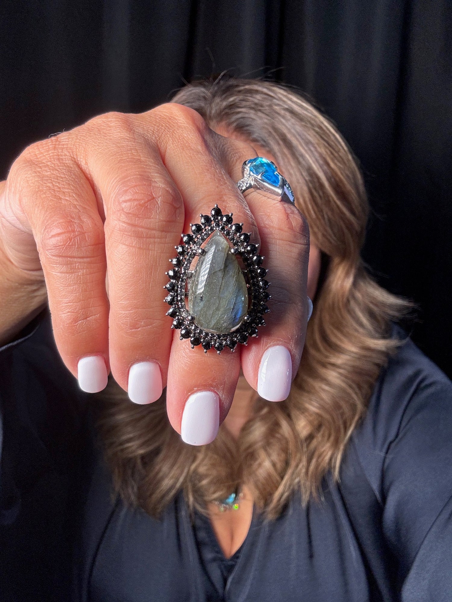 Black Labradorite and Black Spinel Ring | Ulka Rocks