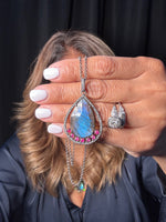 Diamond and Labradorite and Ruby necklace in Sterling Silver by Ulka Rocks