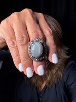 Gray Gray Moonstone and Diamond Ring | Ulka Rocks