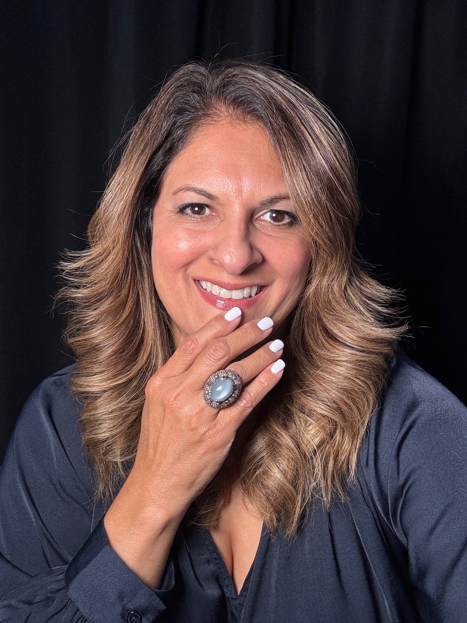 Gray Gray Moonstone and Diamond Ring | Ulka Rocks