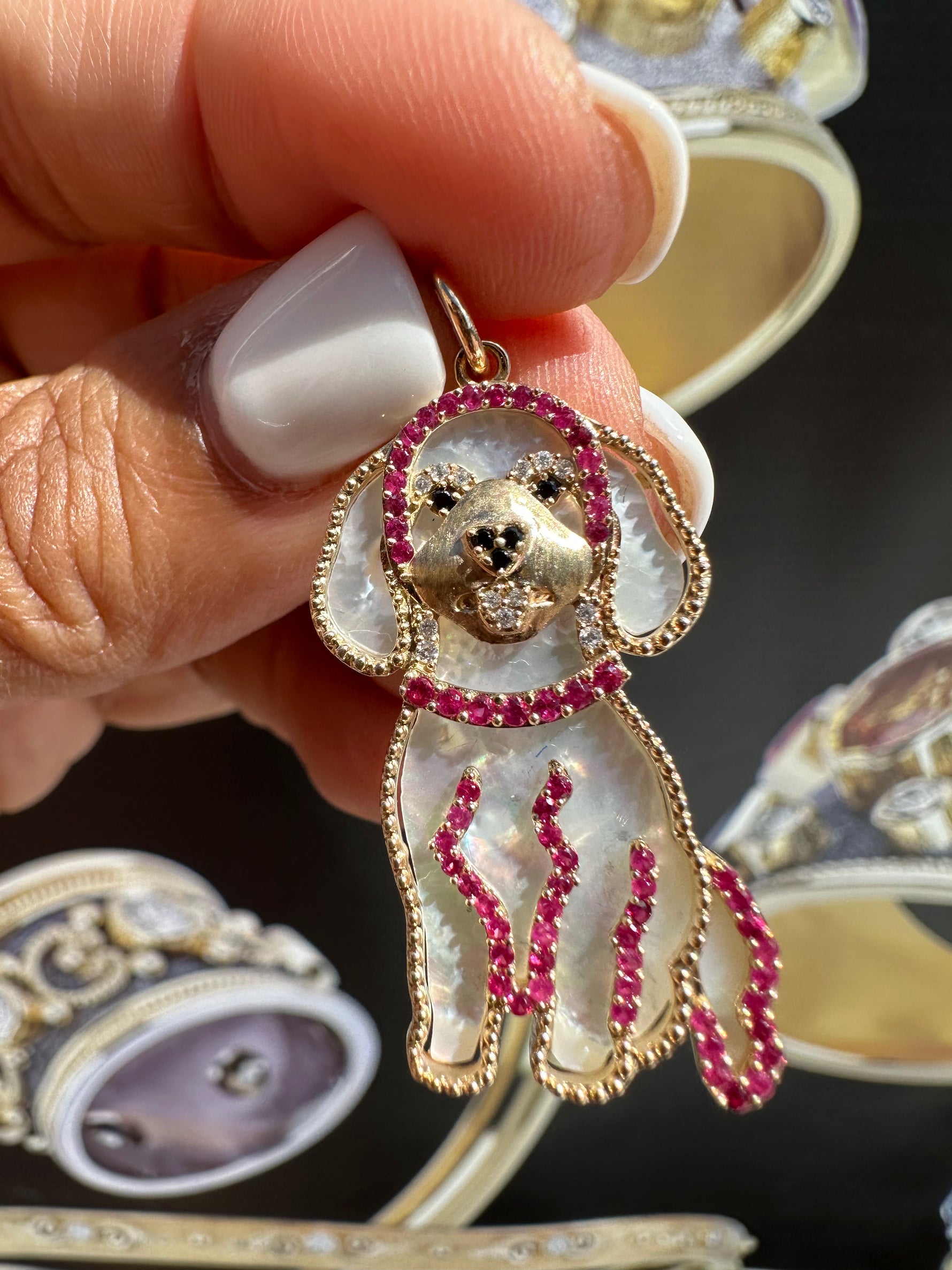 Exclusive 14K Gold Diamond Golden Doodle Pendant - the Covey | Ulka Rocks