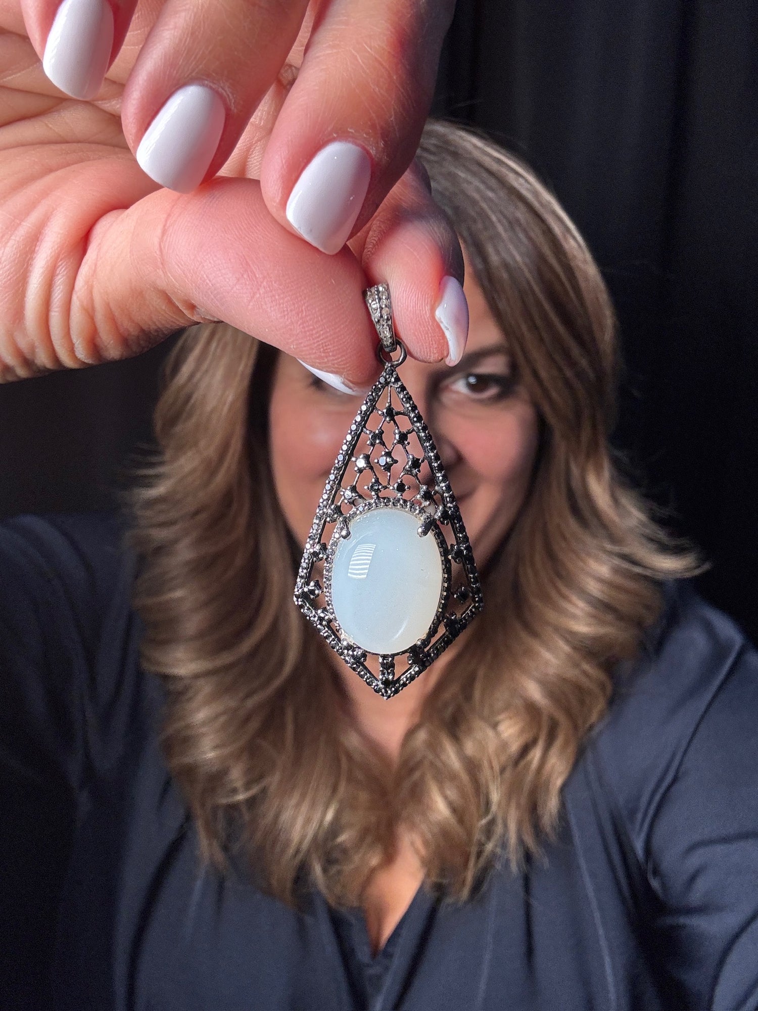 Black Moonstone and Black Spinel Pendant | Ulka Rocks