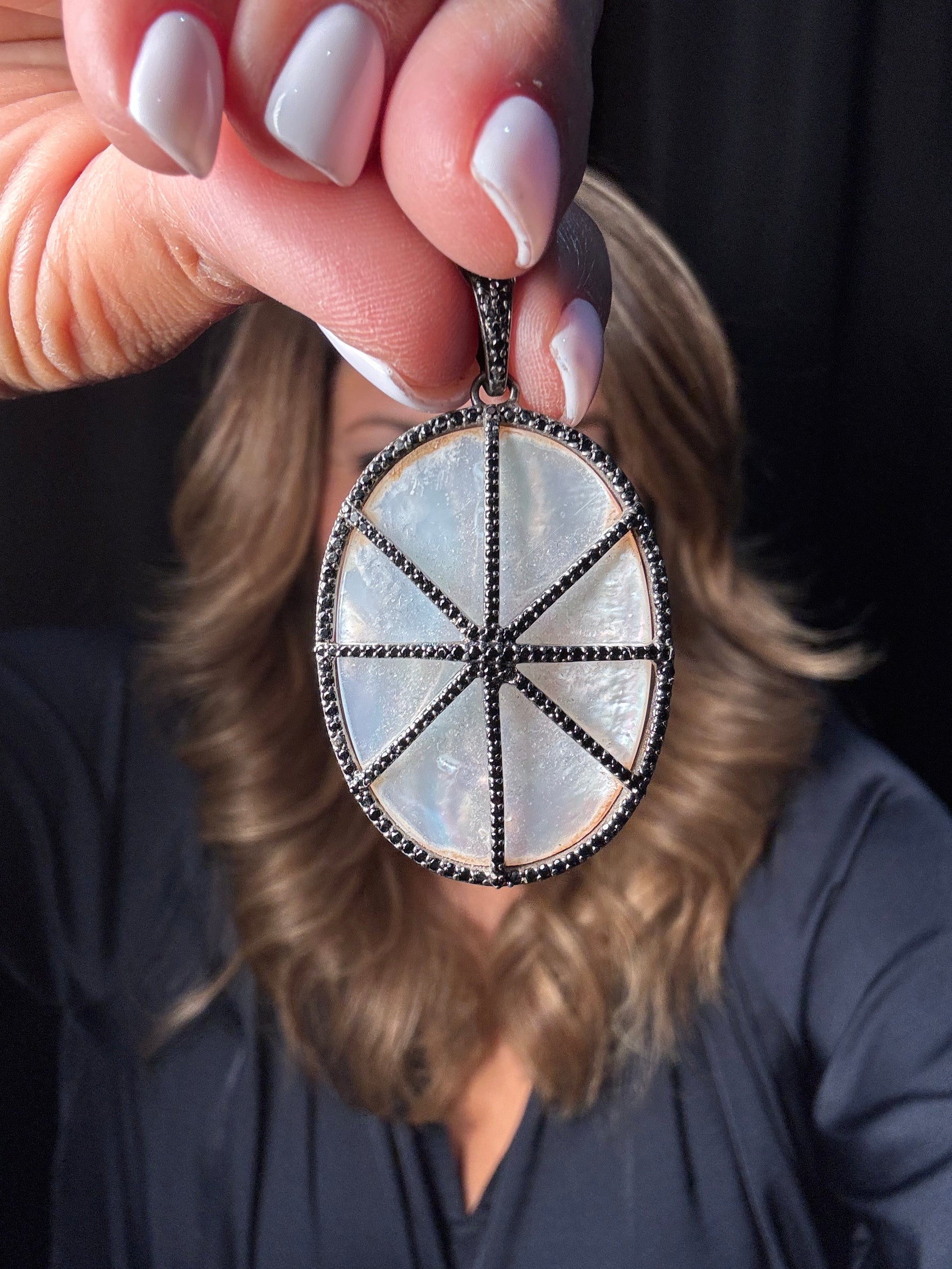 Mother of Black Pearl and Black Spinel Pendant | Ulka Rocks