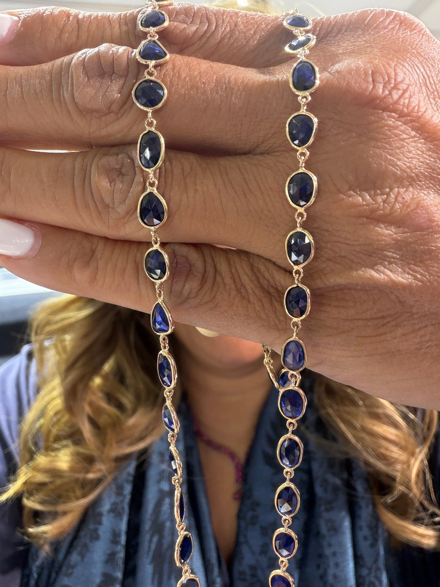 Sapphire necklace in 14k Yellow Gold by Ulka Rocks