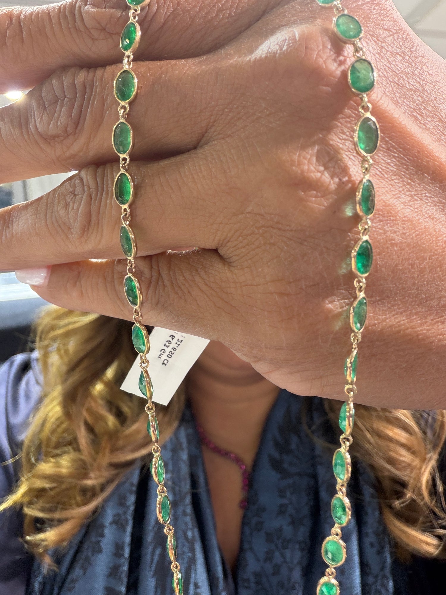 Emerald necklace in 14k Yellow Gold by Ulka Rocks