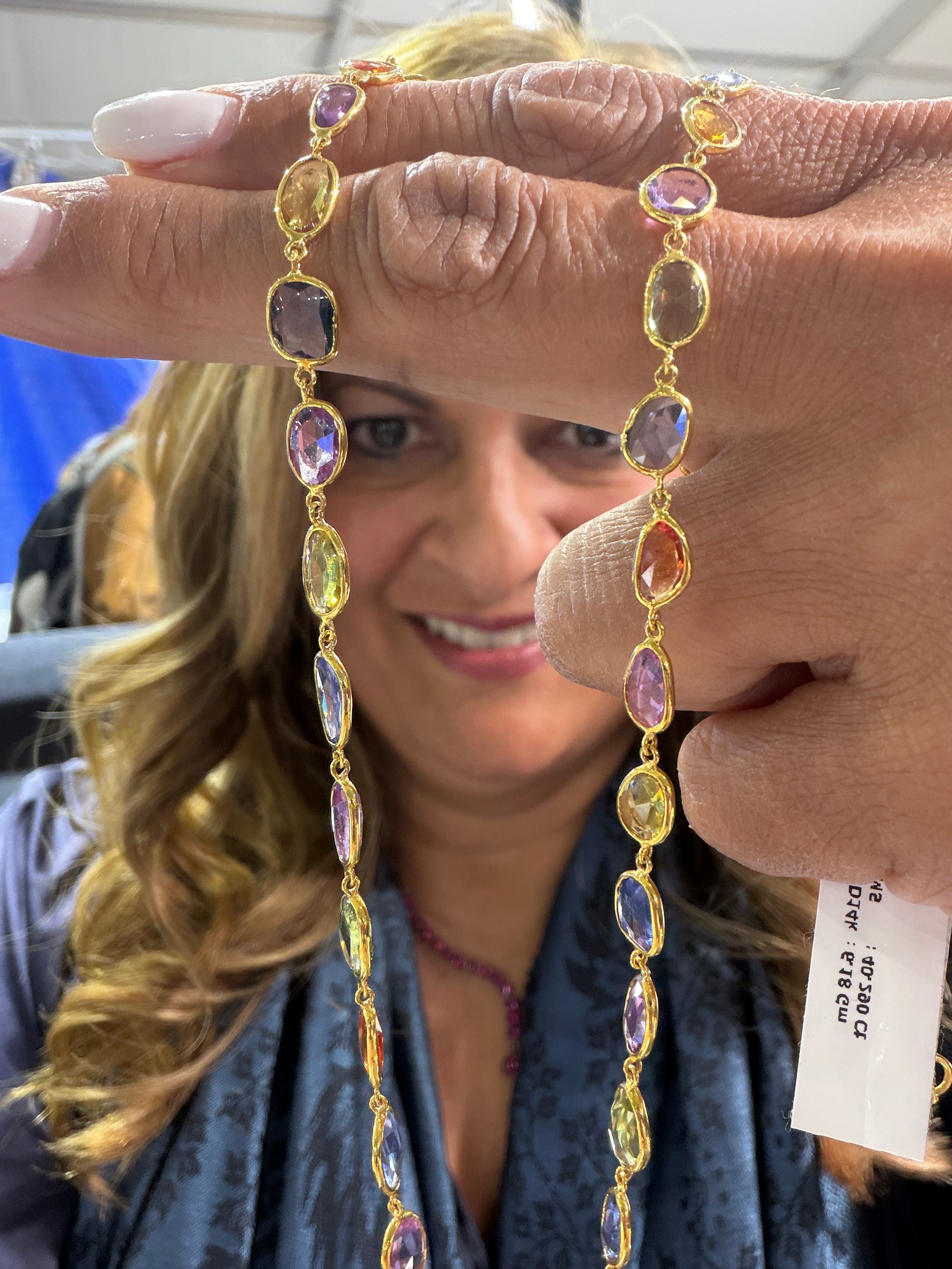 Sapphire necklace in 14k Yellow Gold by Ulka Rocks