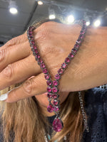 Diamond and Tourmaline necklace alternate angle showing natural stone variation