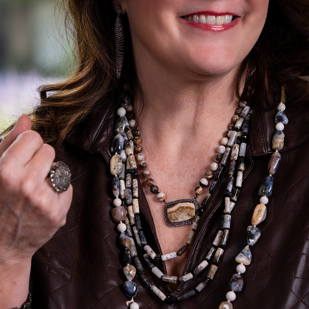 Dendrite and Black Spinel Layered Necklace | Ulka Rocks
