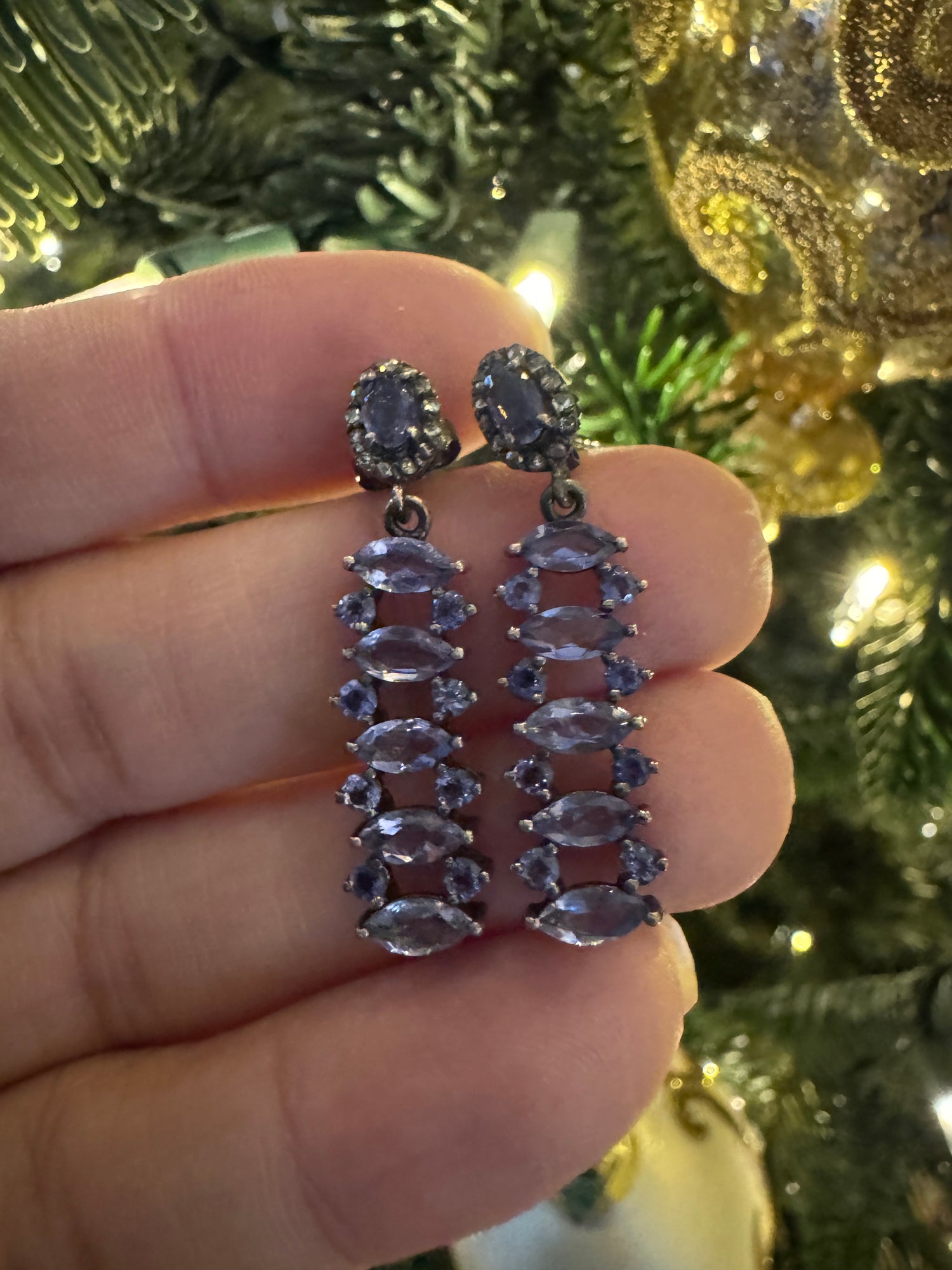 Purple Tanzanite Bar Earrings | Ulka Rocks