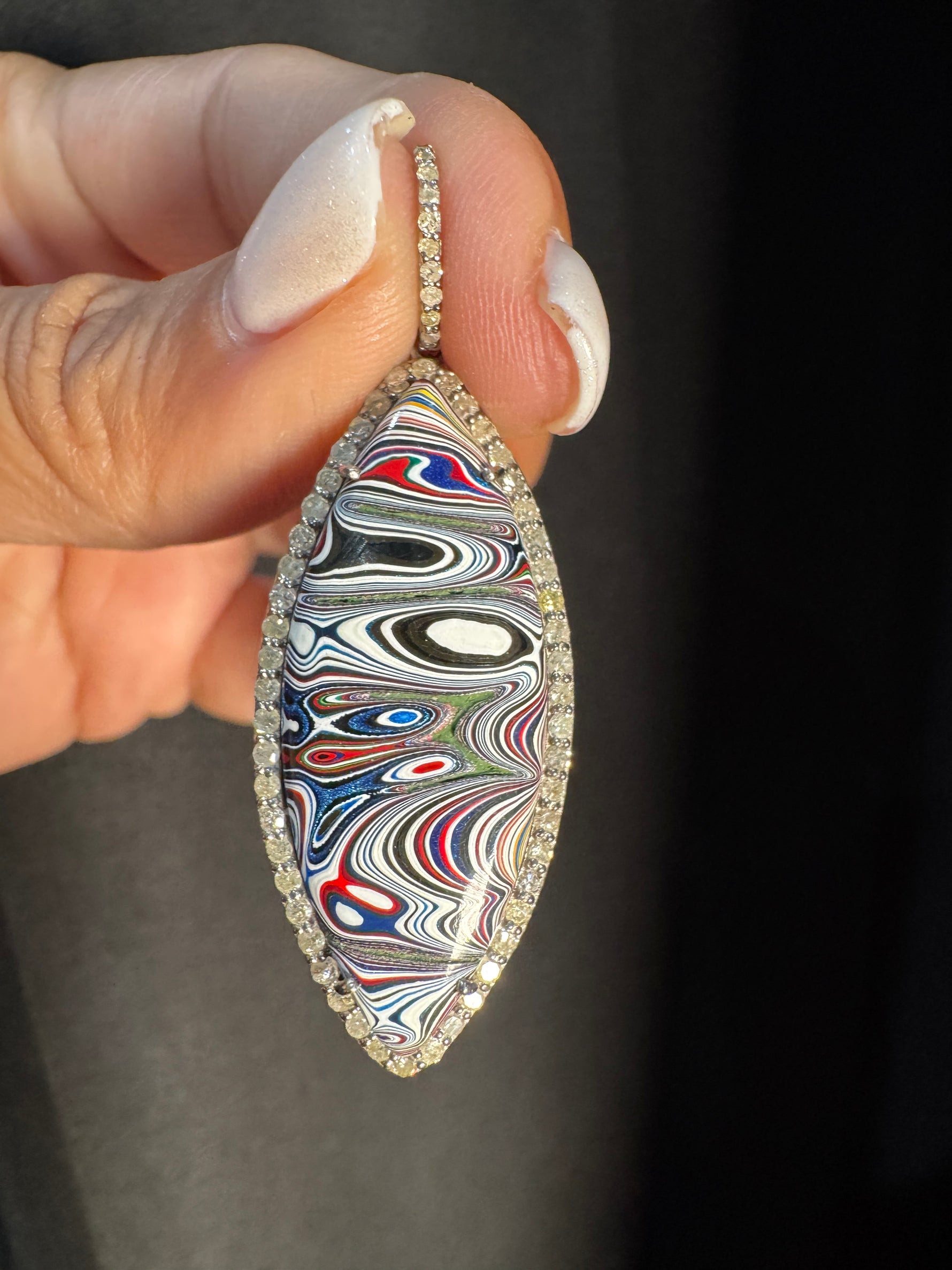 Limited Edition Gray Fordite Diamond Pendant | Ulka Rocks