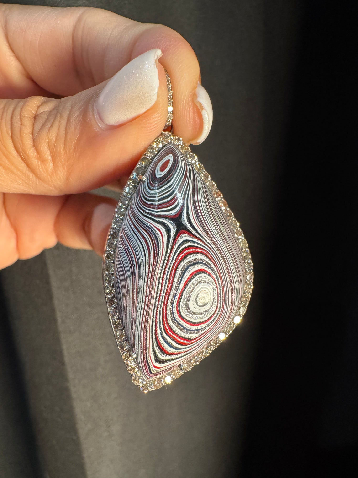 Limited Edition Red Fordite Diamond Pendant | Ulka Rocks