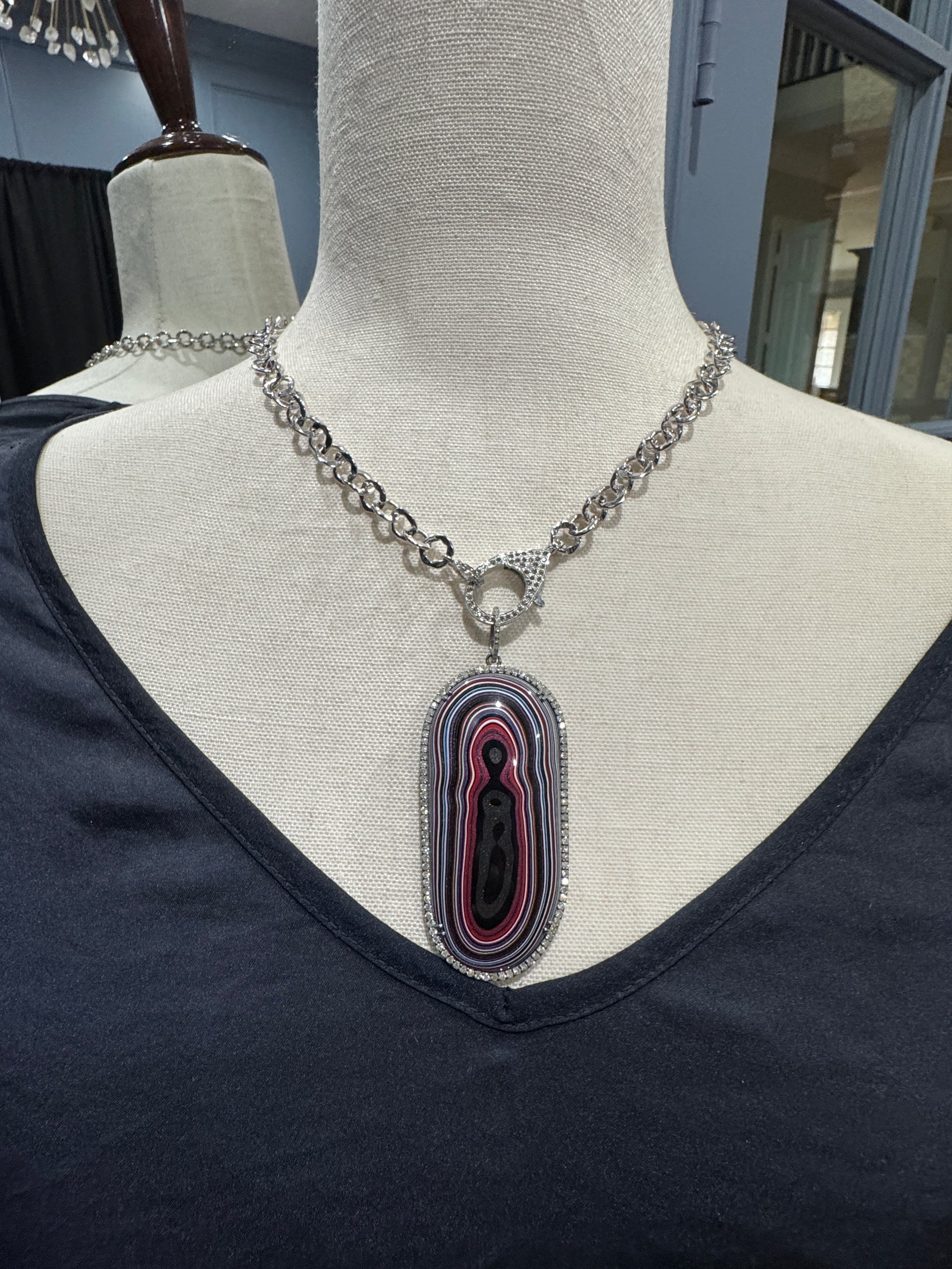 Limited Edition Gray Fordite Diamond Pendant | Ulka Rocks