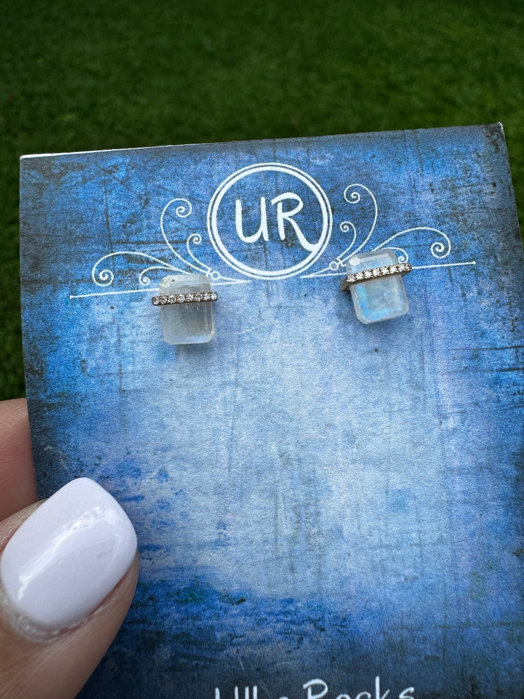 Moonstone Diamond Studs | Ulka Rocks