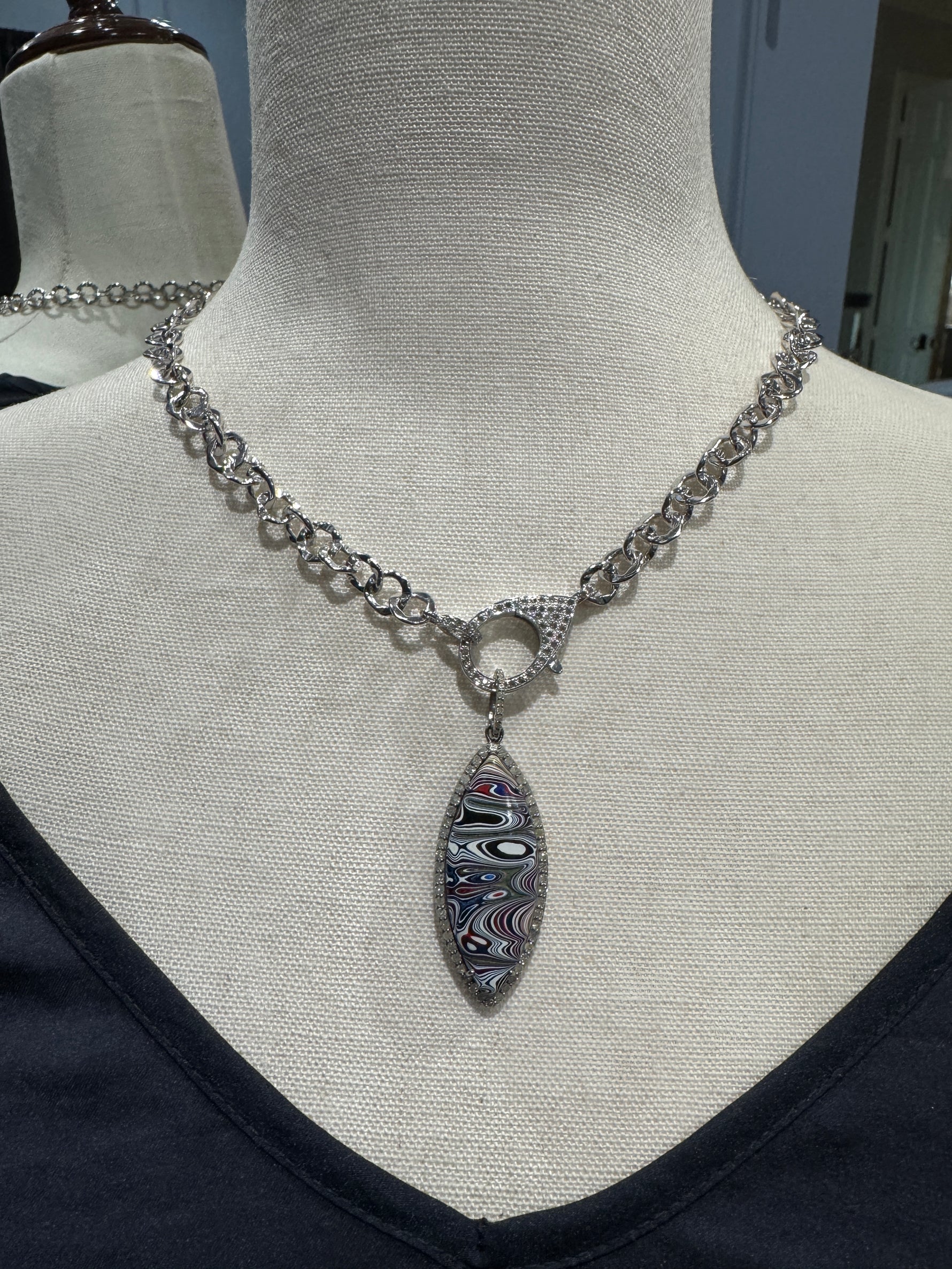 Limited Edition Gray Fordite Diamond Pendant | Ulka Rocks