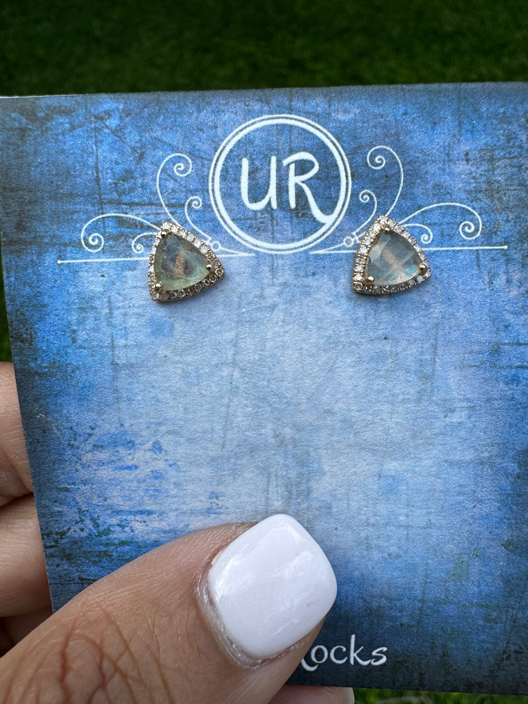 Labradorite Trillion Studs | Ulka Rocks