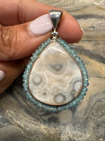 Sterling Silver Pendant - Ocean Jasper and Apatite | Ulka Rocks