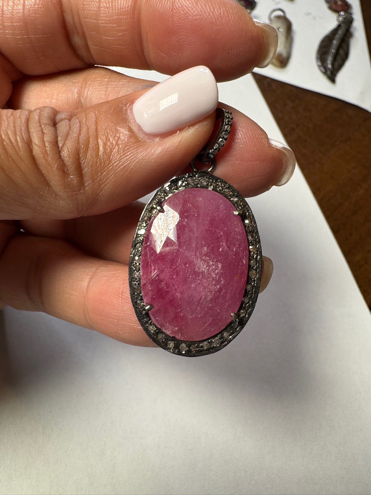 Opal jewelry alternate angle showing natural stone variation