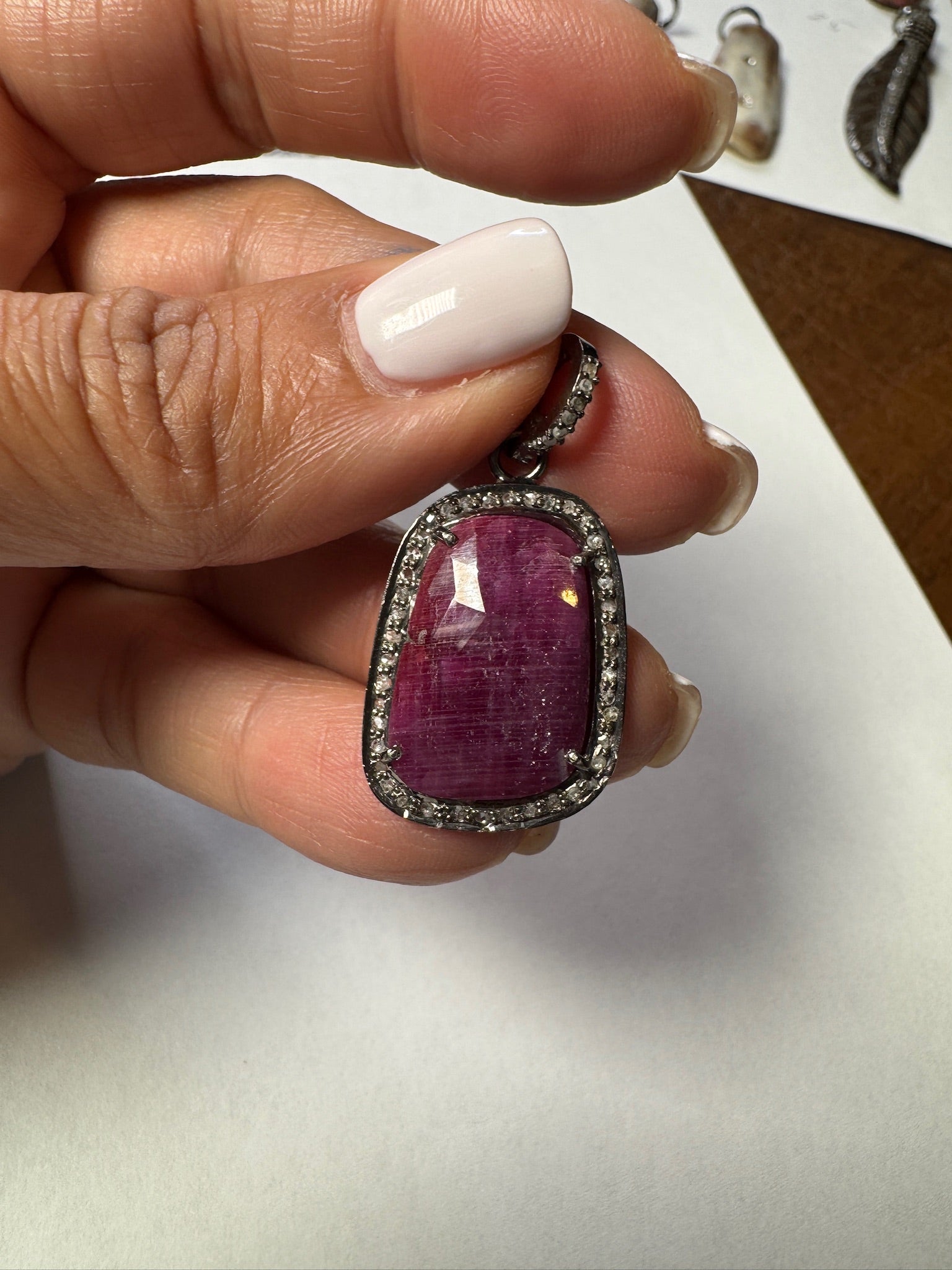Opal jewelry alternate angle showing natural stone variation
