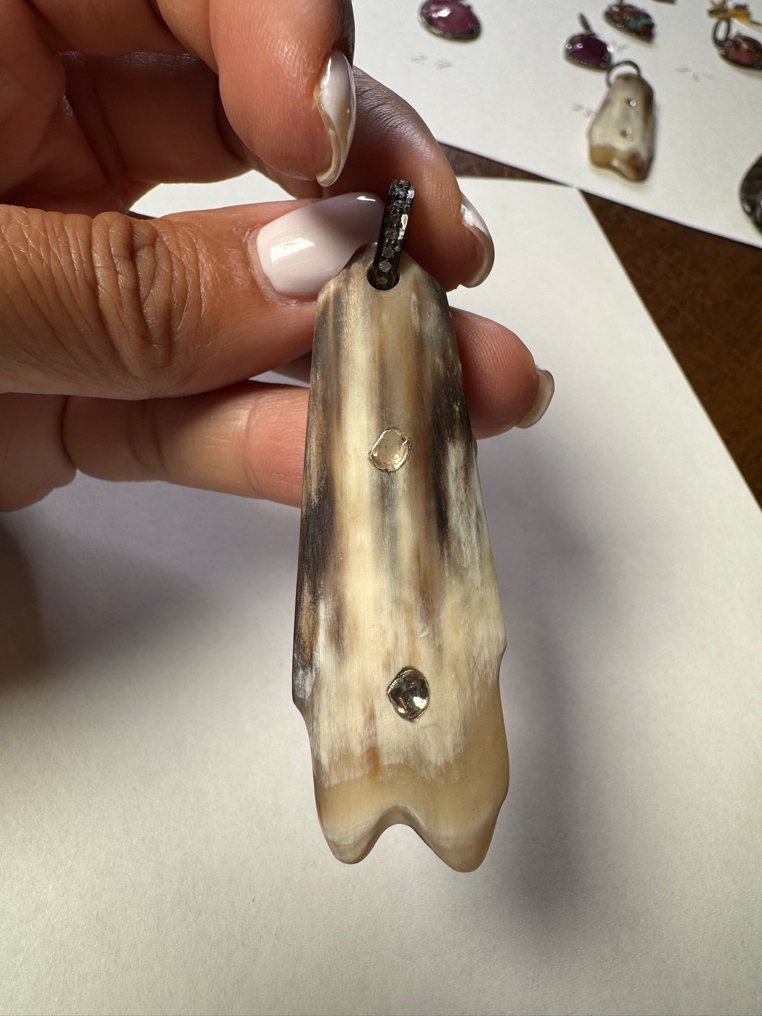Opal jewelry alternate angle showing natural stone variation