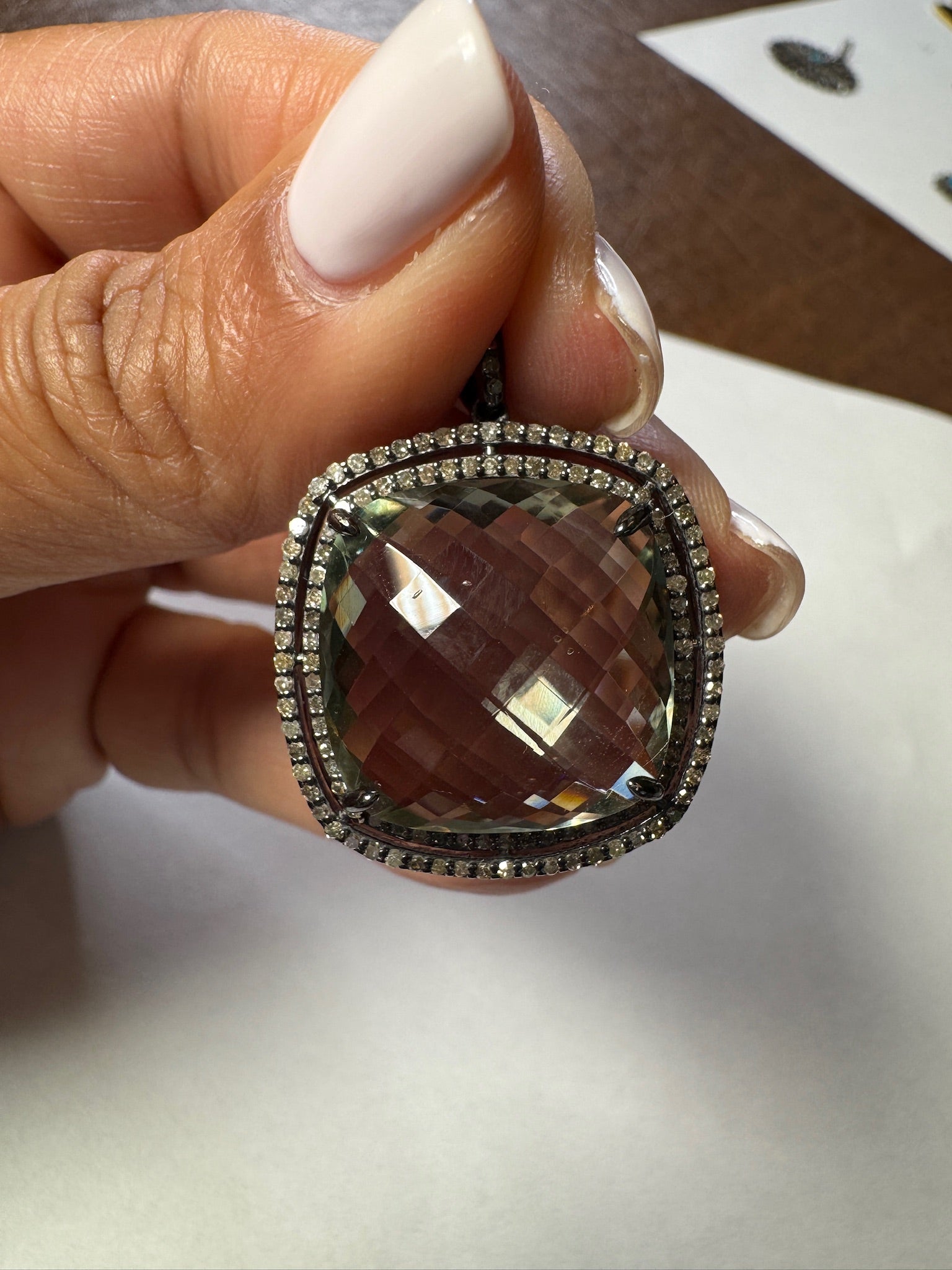 Opal jewelry alternate angle showing natural stone variation