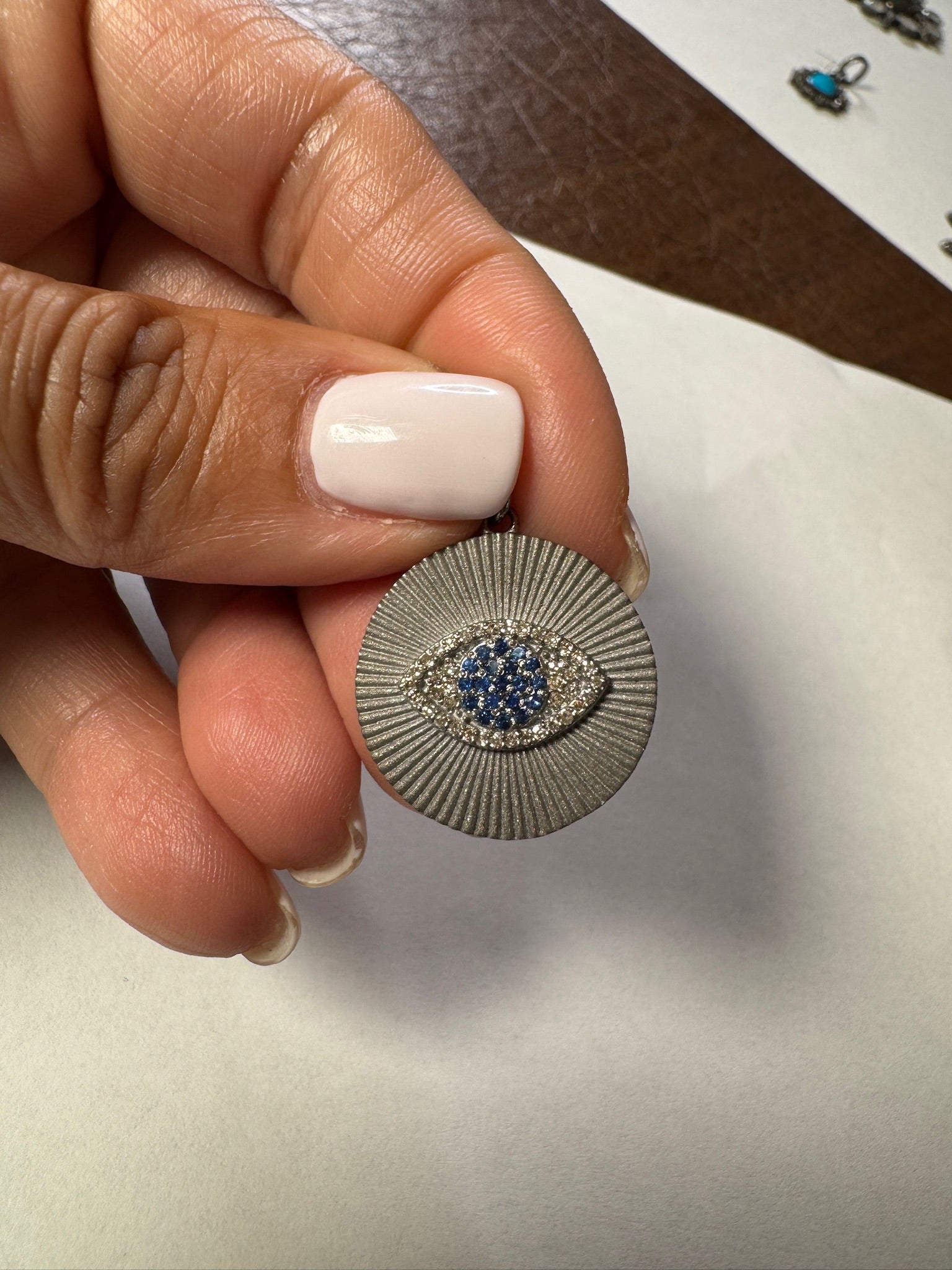 Opal jewelry alternate angle showing natural stone variation