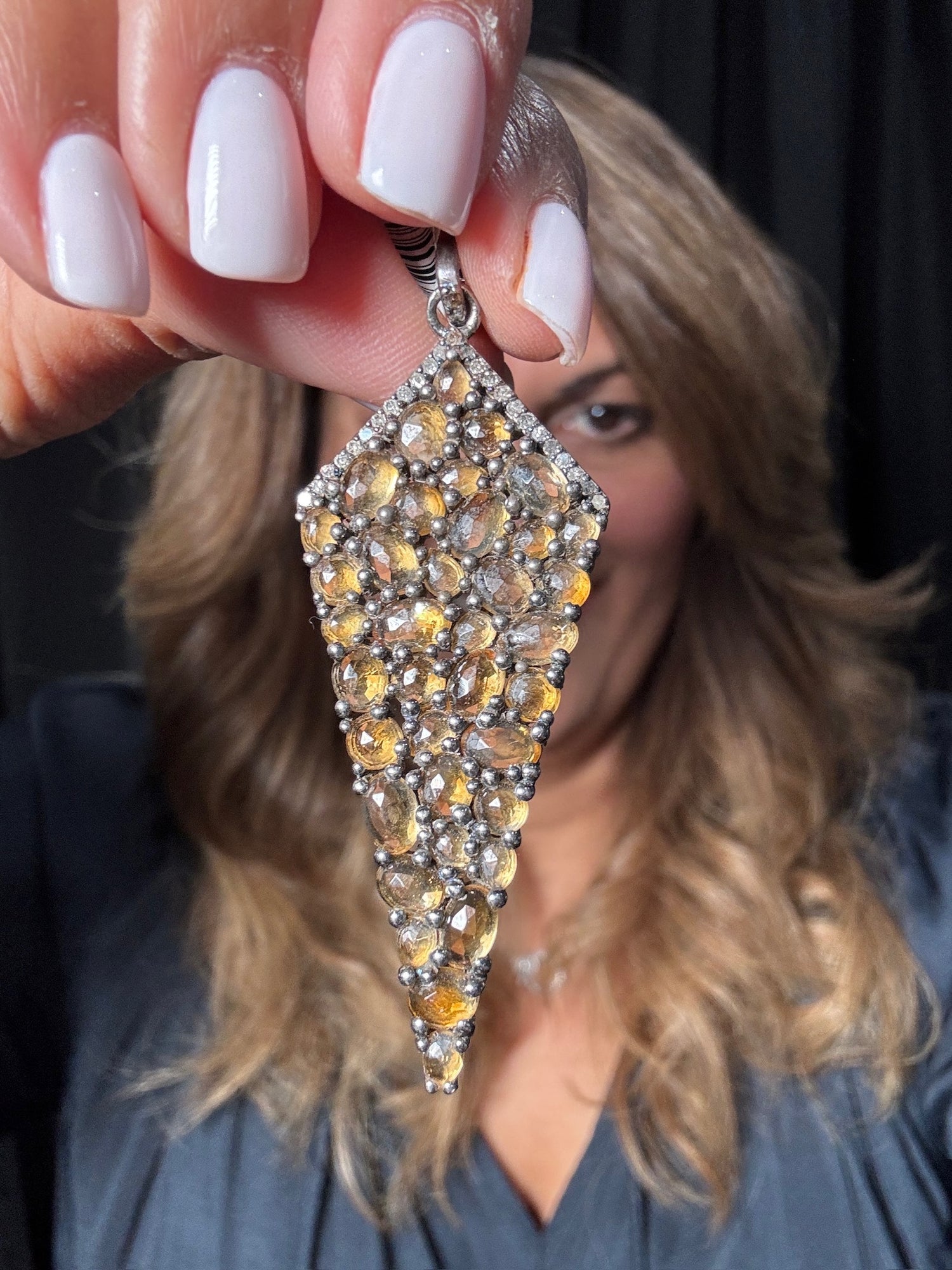Yellow Citrine Shield Pendant | Ulka Rocks