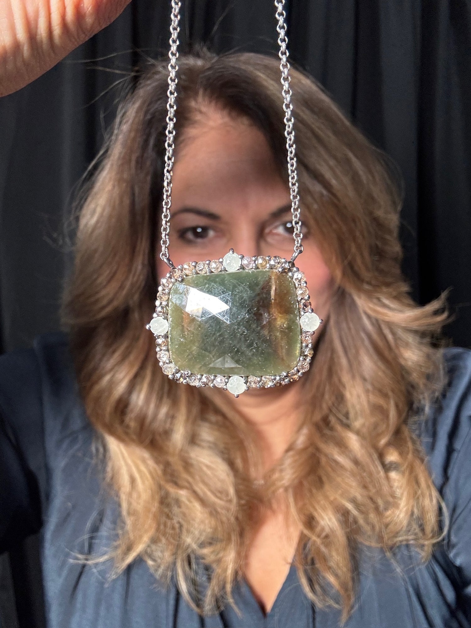 Brown Sapphire and Colored Diamond Pendant and Necklace | Ulka Rocks