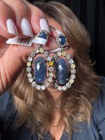 Blue Sapphire and Colored Diamond Earrings | Ulka Rocks
