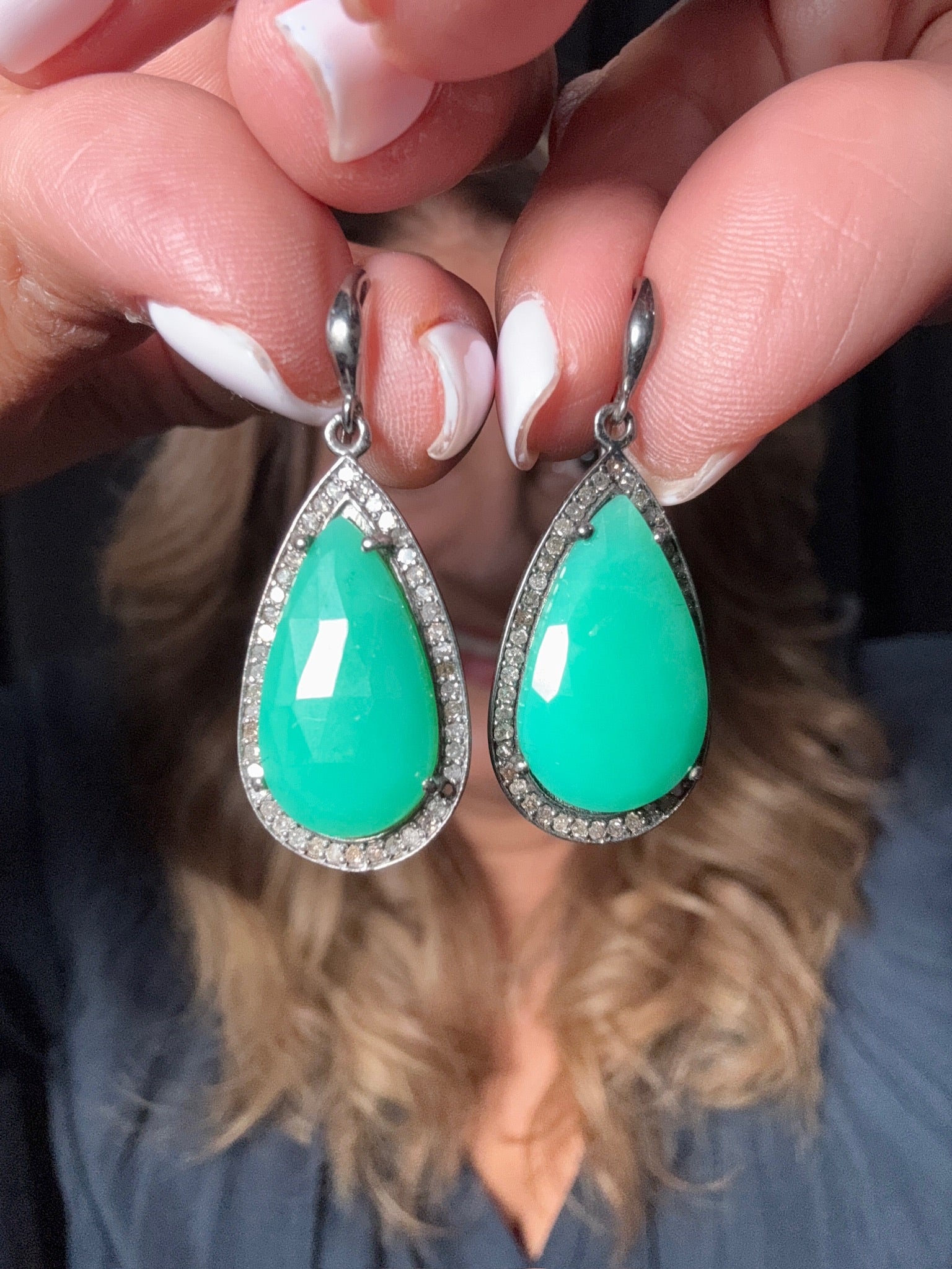 Diamond Sterling Silver Earrings | Ulka Rocks