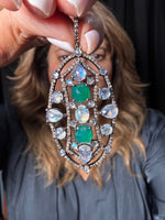 Green Onyx and Rainbow Green Moonstone Pendant | Ulka Rocks