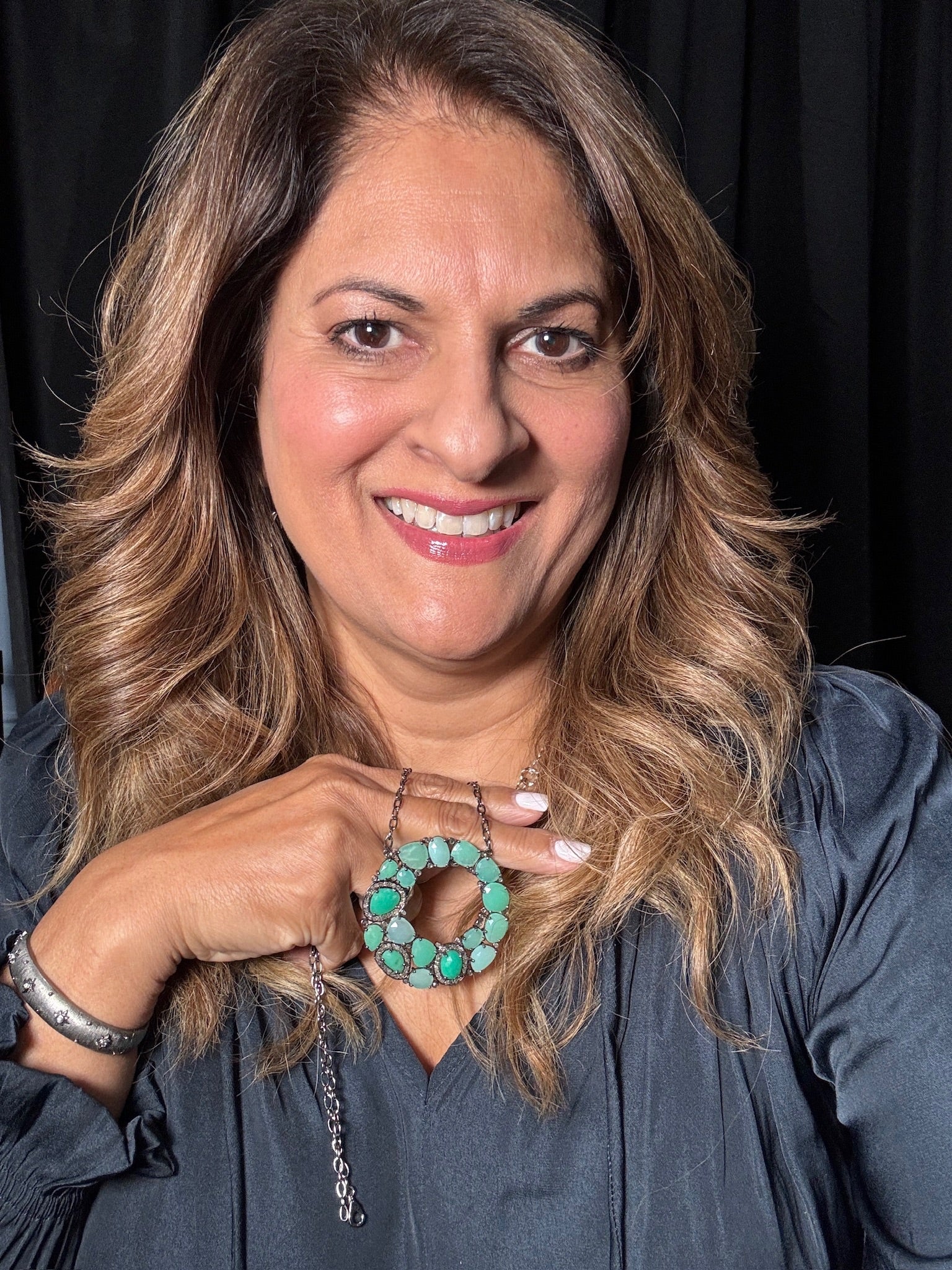 Green Chrysoprase and Diamond Necklace | Ulka Rocks