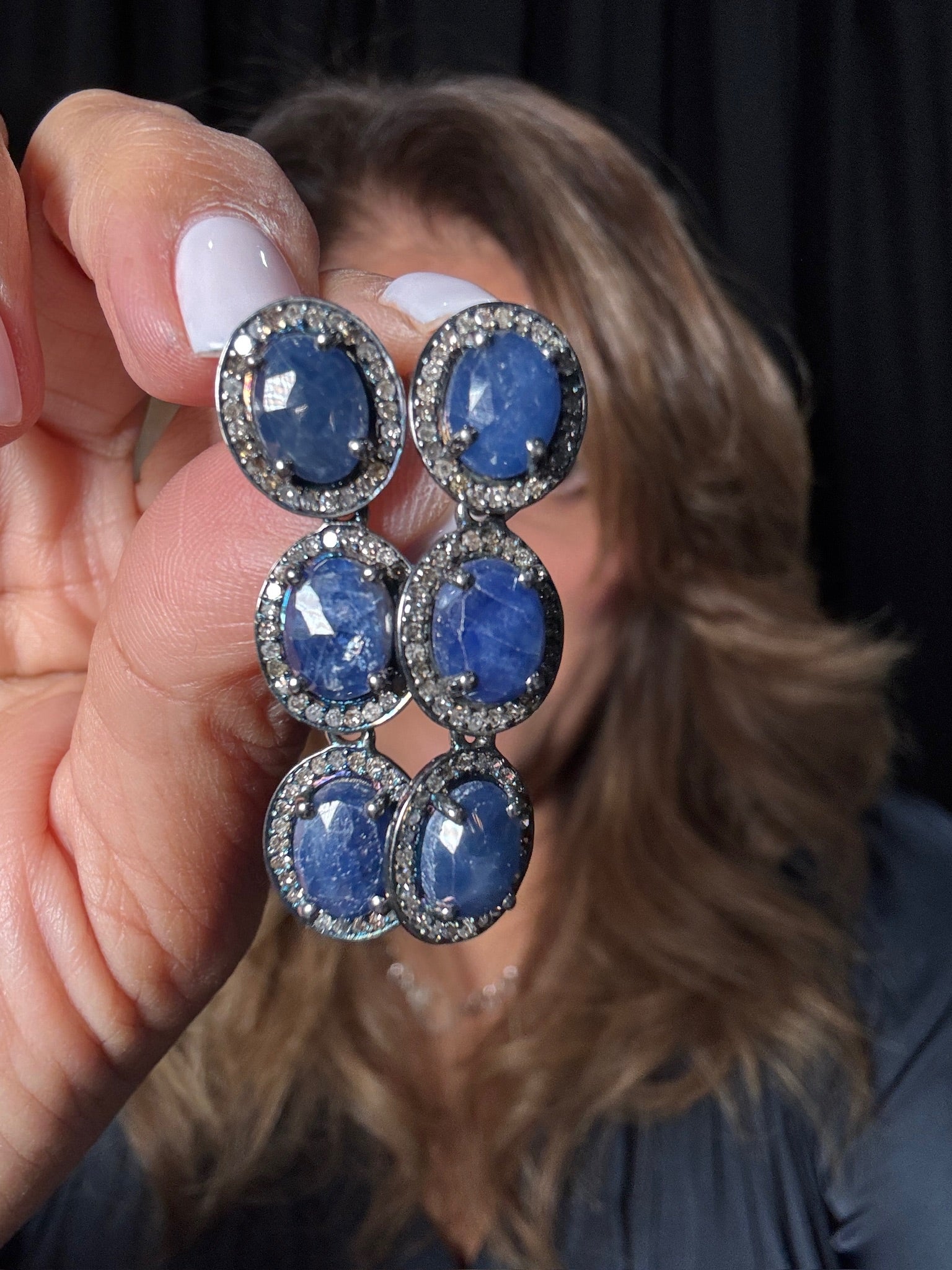 Blue Sapphire Dangle Drop Earrings | Ulka Rocks