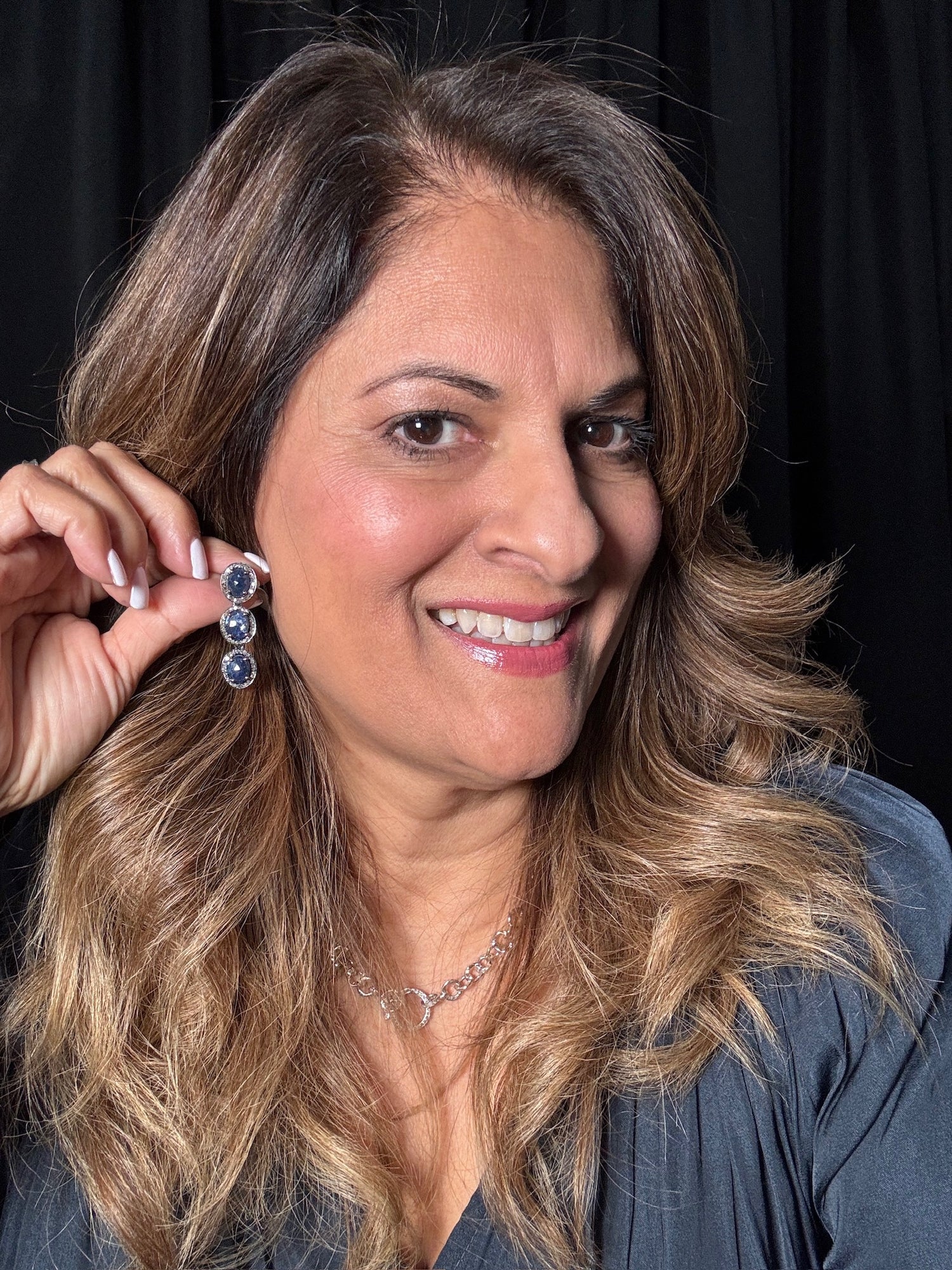 Blue Sapphire Dangle Drop Earrings | Ulka Rocks