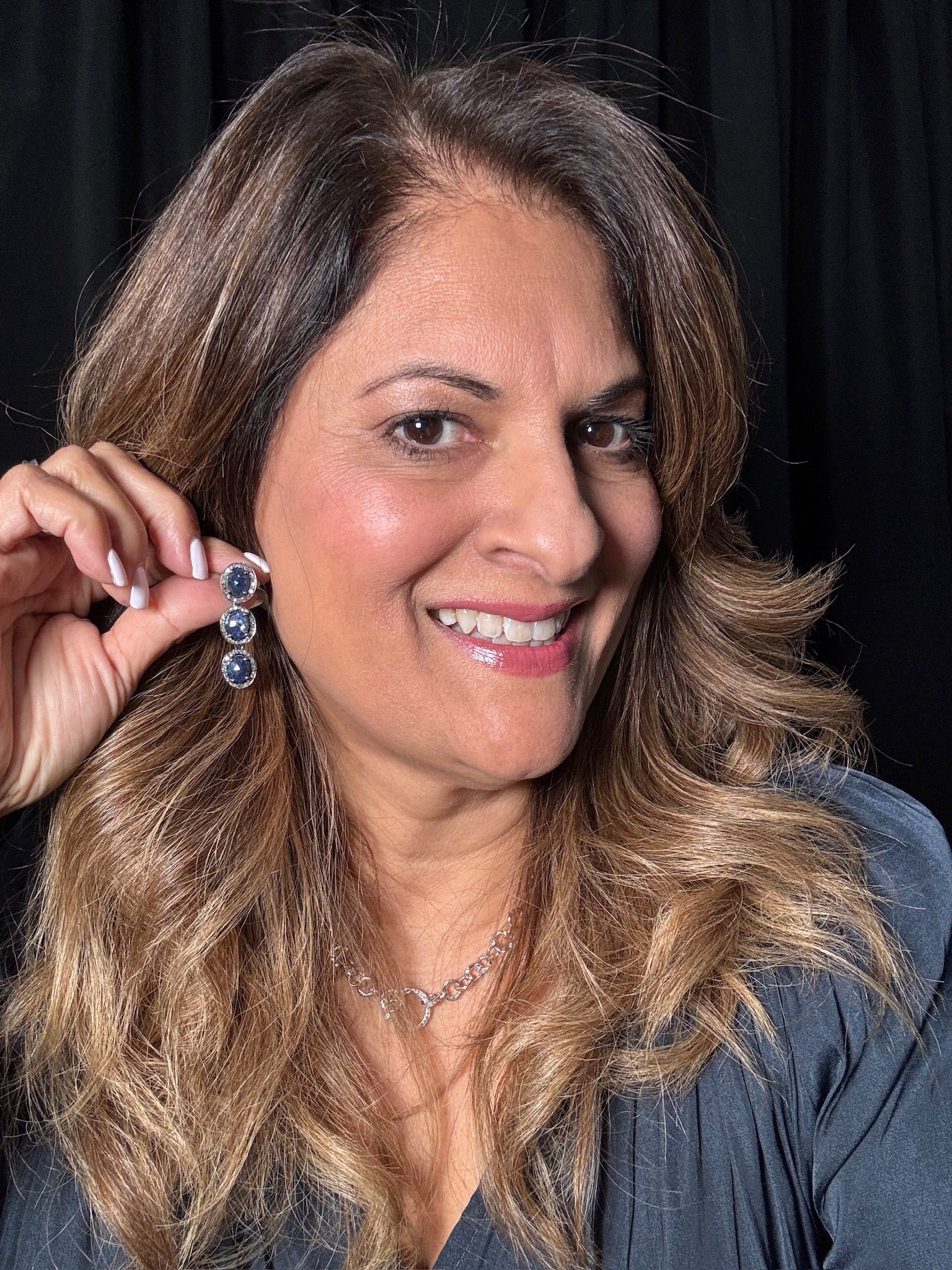 Blue Sapphire Dangle Drop Earrings | Ulka Rocks