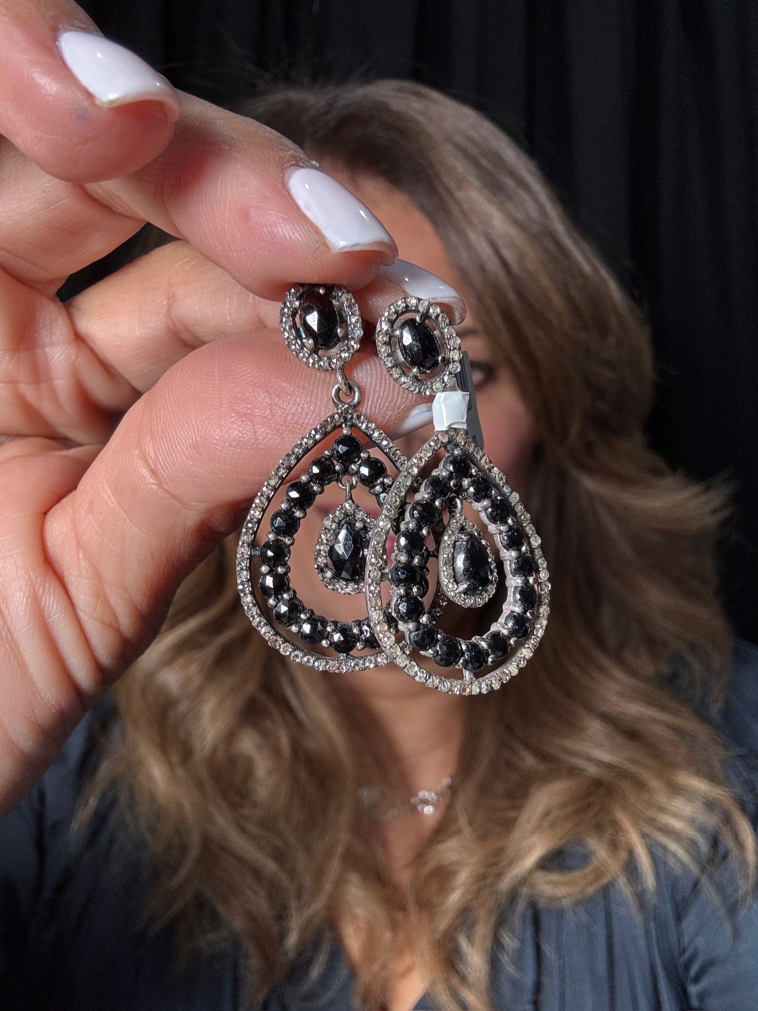 Black Black Spinel Drop Earrings | Ulka Rocks