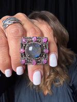 Pink Labradorite and Pink Sapphire Ring | Ulka Rocks