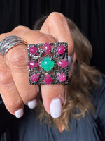 Red Emerald, Ruby and Black Spinel Ring | Ulka Rocks