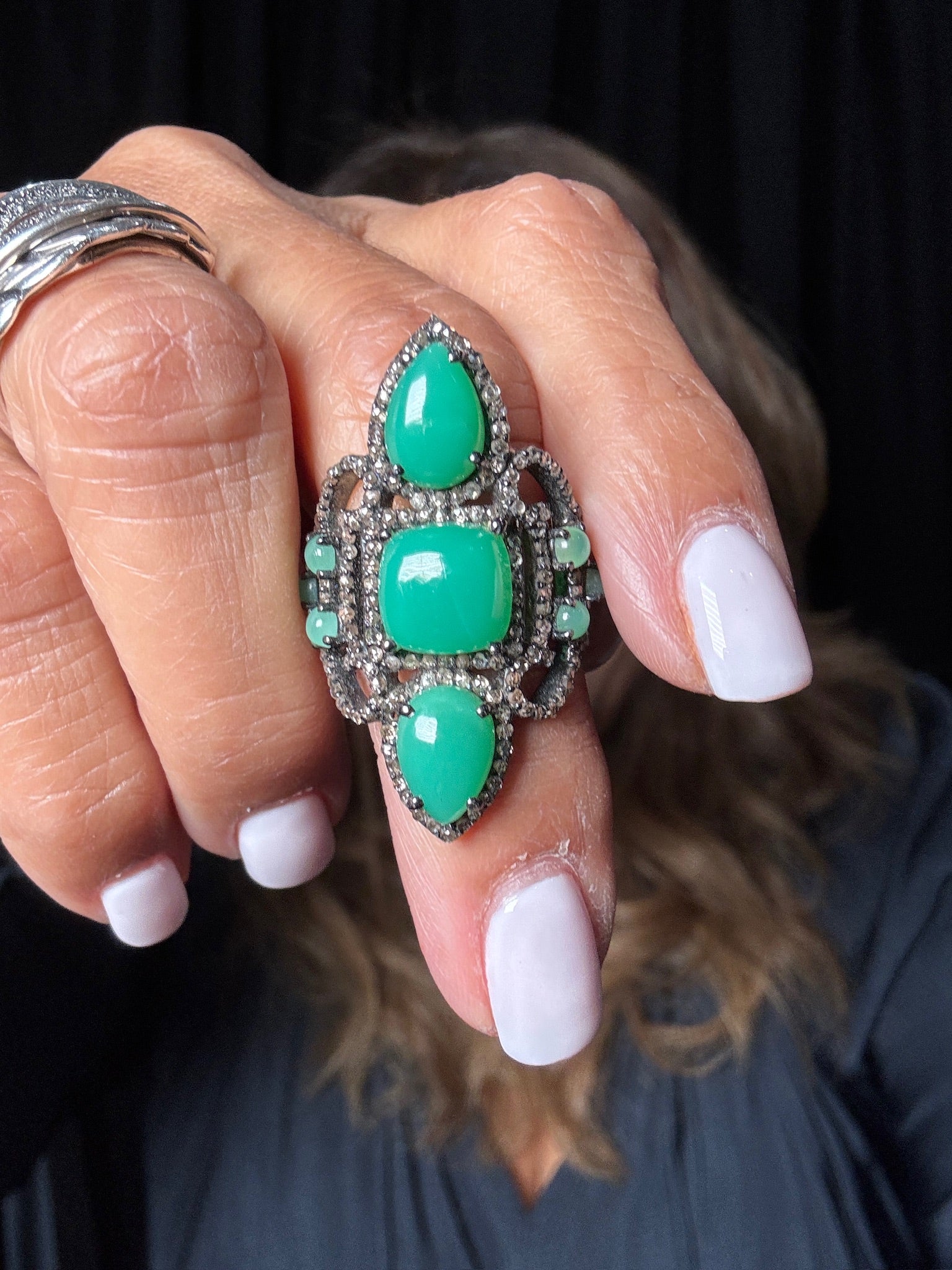 Diamond Sterling Silver Ring | Ulka Rocks