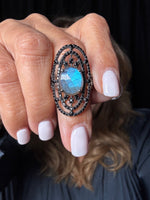 Black Spinel and Black Labradorite Ring | Ulka Rocks