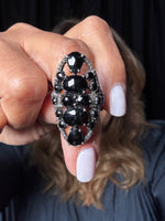 Black Spinel and Diamond ring in Sterling Silver by Ulka Rocks