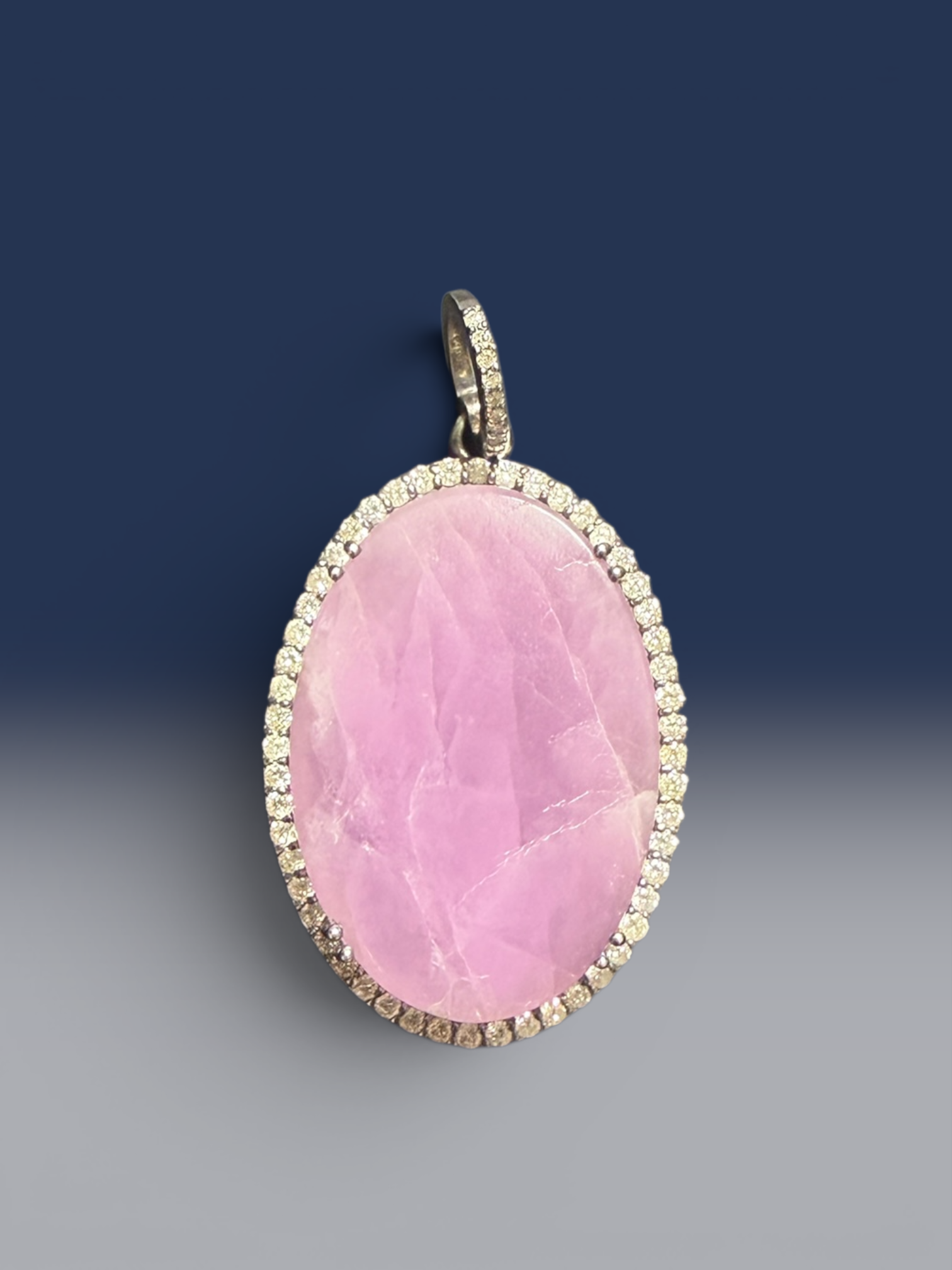 19" Lilac Purple Kunzite Necklace with Diamond Clasp & Kunzite Diamond Pendant | Ulka Rocks