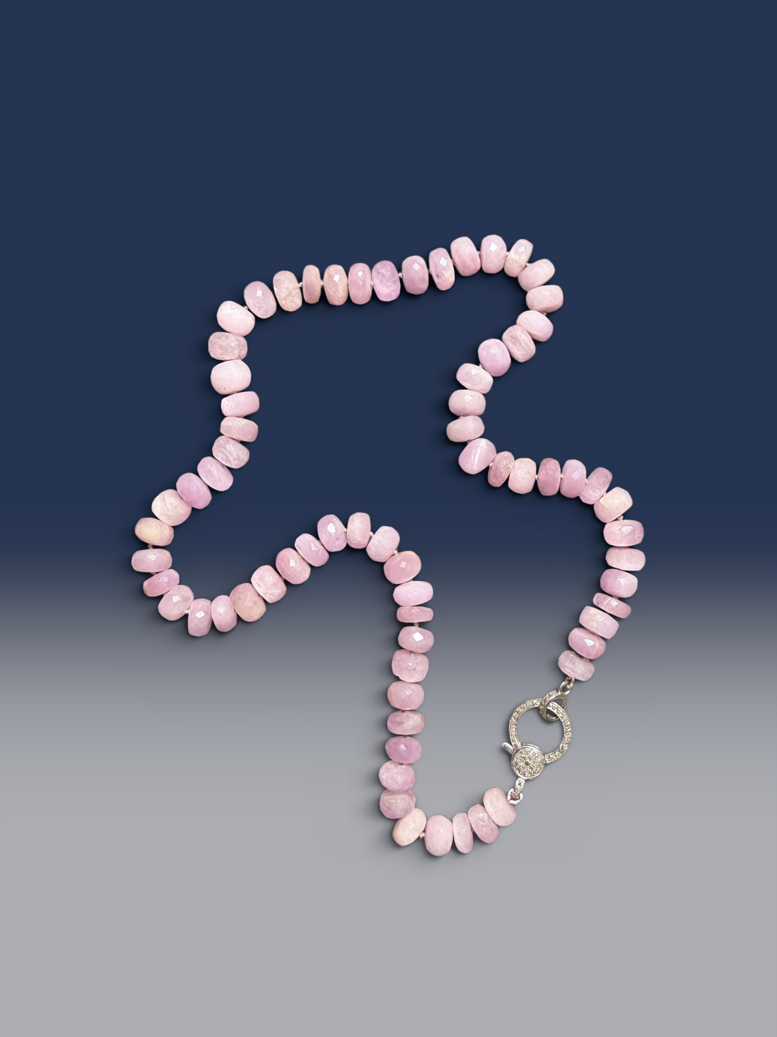 19" Lilac Purple Kunzite Necklace with Diamond Clasp & Kunzite Diamond Pendant | Ulka Rocks