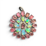 18.5" Pink Tourmaline Necklace with Diamond Clasp & Pink Opal Tourmaline Burst Pendant | Ulka Rocks