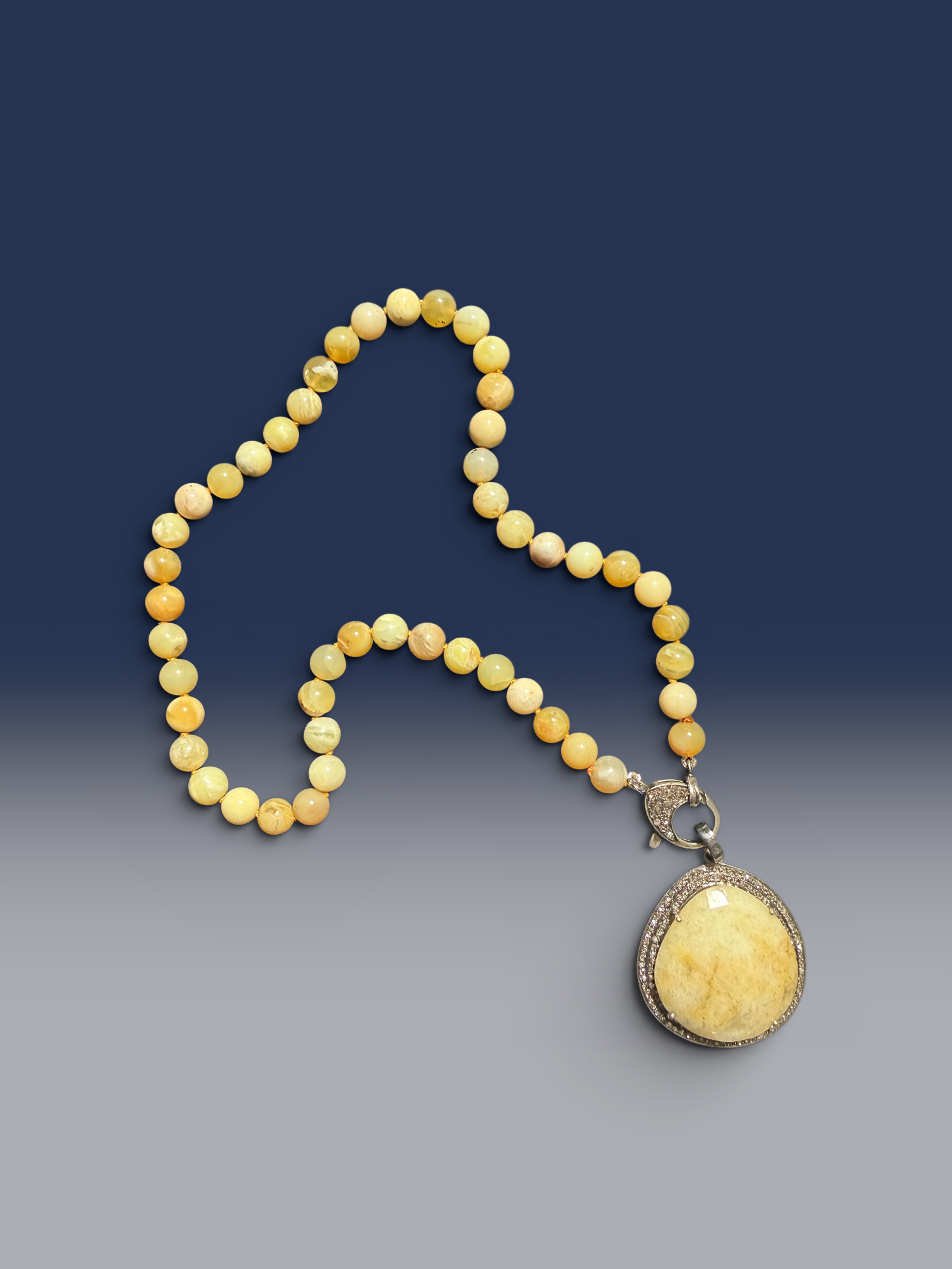 18" Yellow Opal Necklace & Yellow Yellow Aquamarine Pendant | Ulka Rocks