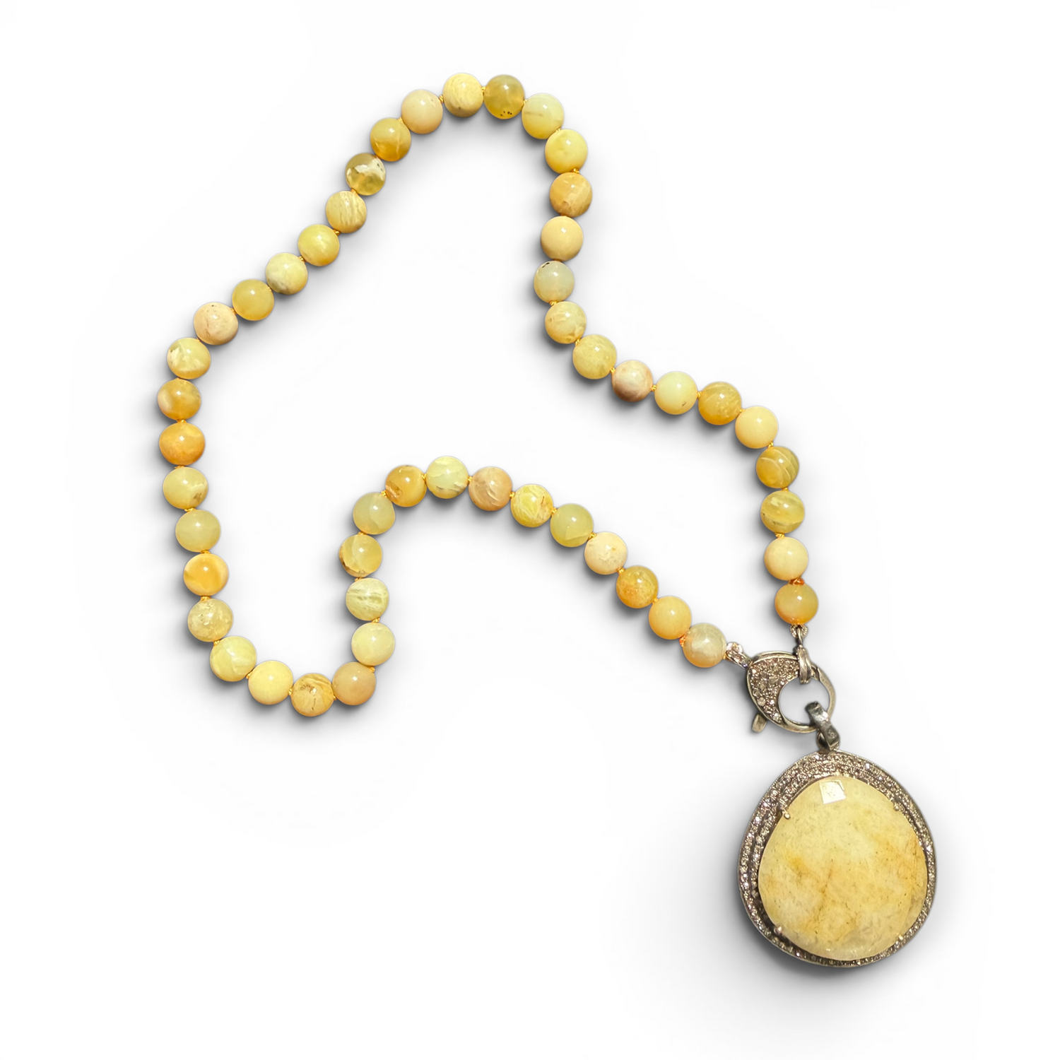 18" Yellow Opal Necklace & Yellow Yellow Aquamarine Pendant | Ulka Rocks