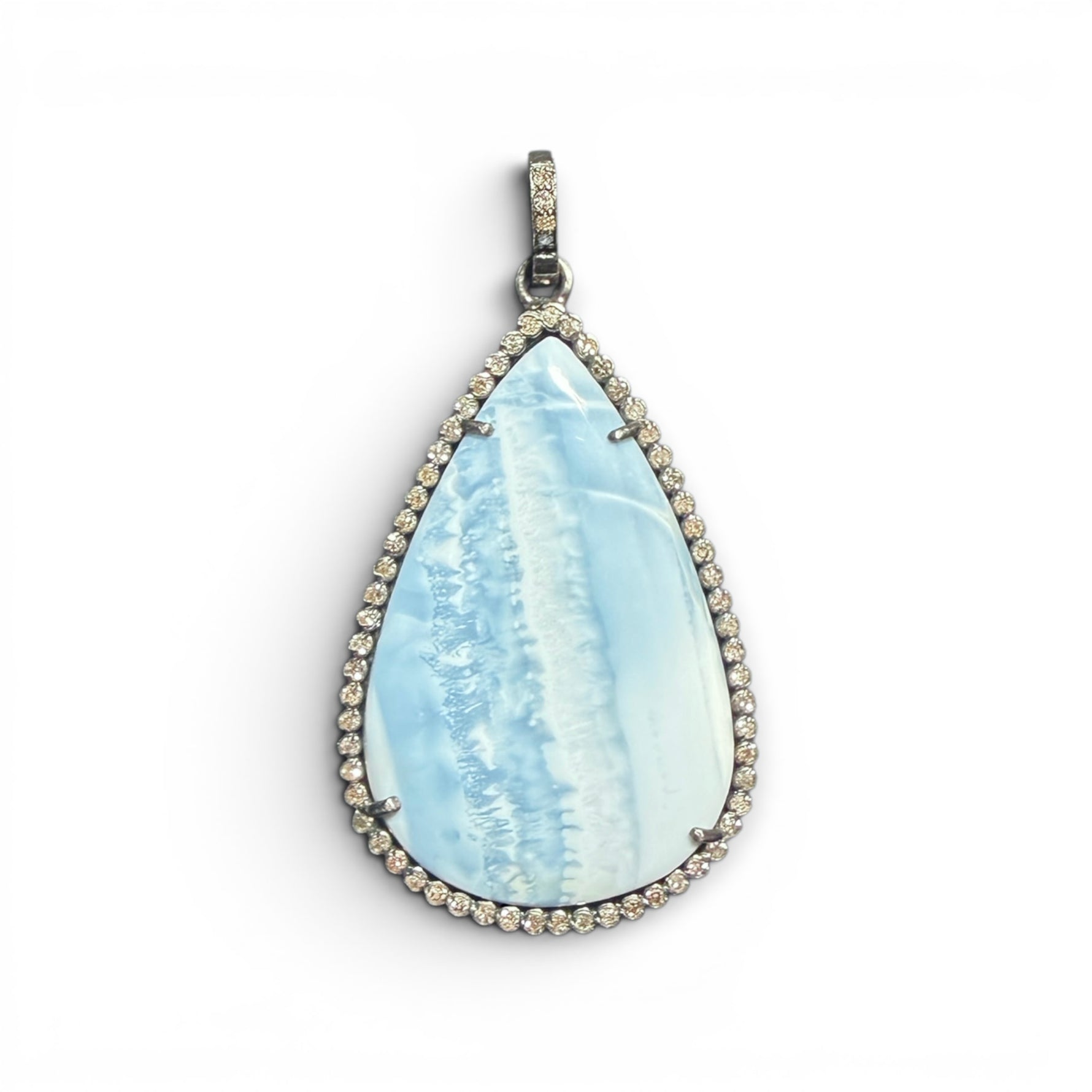 20.5" Pastel Pink Opal Necklace with Diamond Clasp & Owyhee Opal Pendant | Ulka Rocks