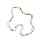 20.5" Pastel Pink Opal Necklace with Diamond Clasp & Owyhee Opal Pendant | Ulka Rocks